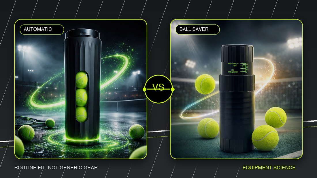 Official Auratide automatic pressurizer and Ball Saver product images compared for weekly ball-care routines