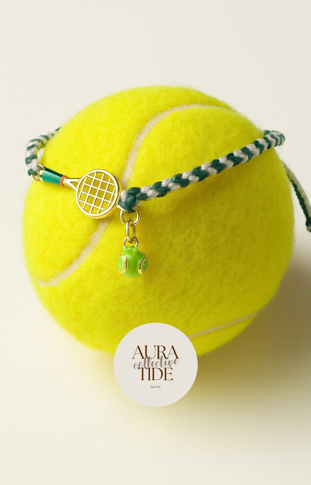Beading bracelet with steel tennis racquet – tennis jewelry in {{ product_color }} | Aura Tide Collective | Shop Beading bracelet with steel tennis racquet online for {{ product_tags | join: ", " }} – Fast shipping worldwide.
