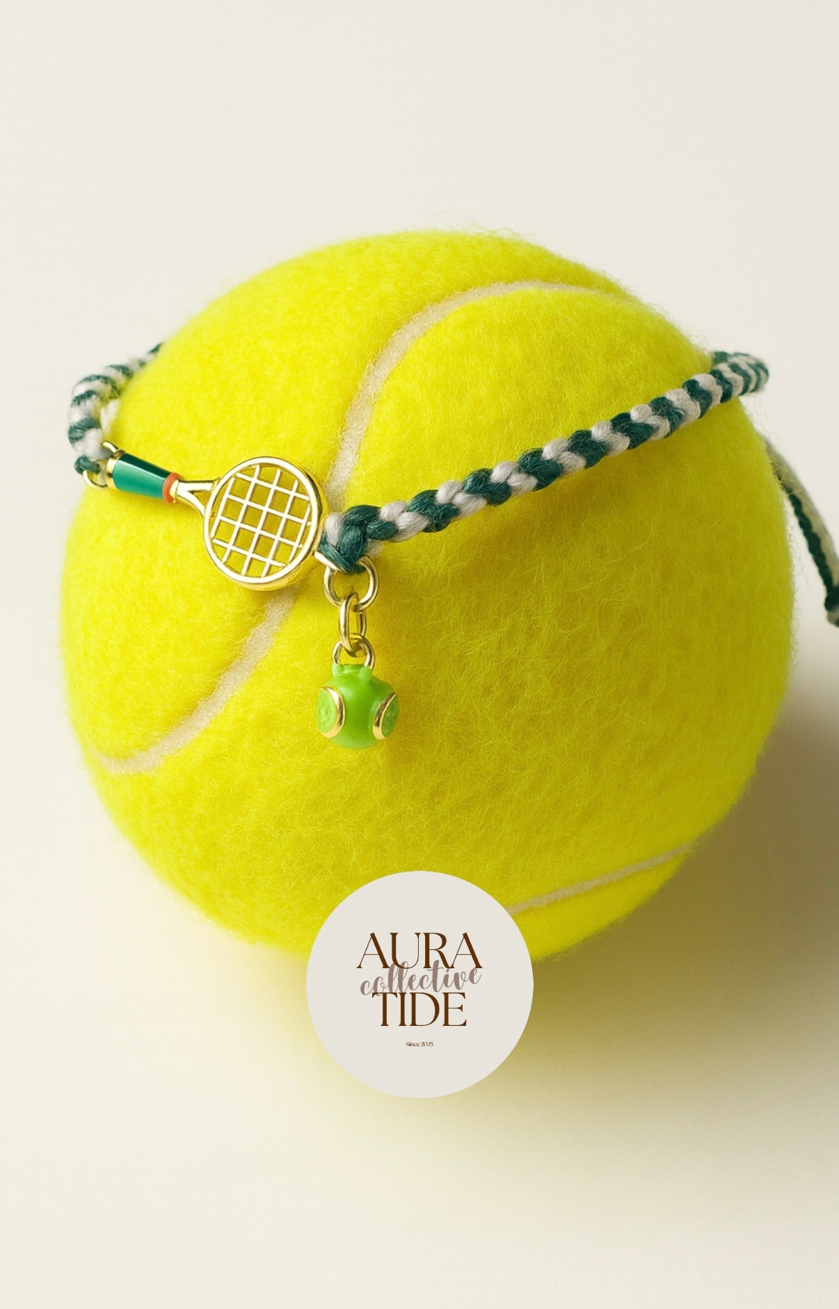 Beading bracelet with steel tennis racquet – tennis jewelry in {{ product_color }} | Aura Tide Collective | Shop Beading bracelet with steel tennis racquet online for {{ product_tags | join: ", " }} – Fast shipping worldwide.