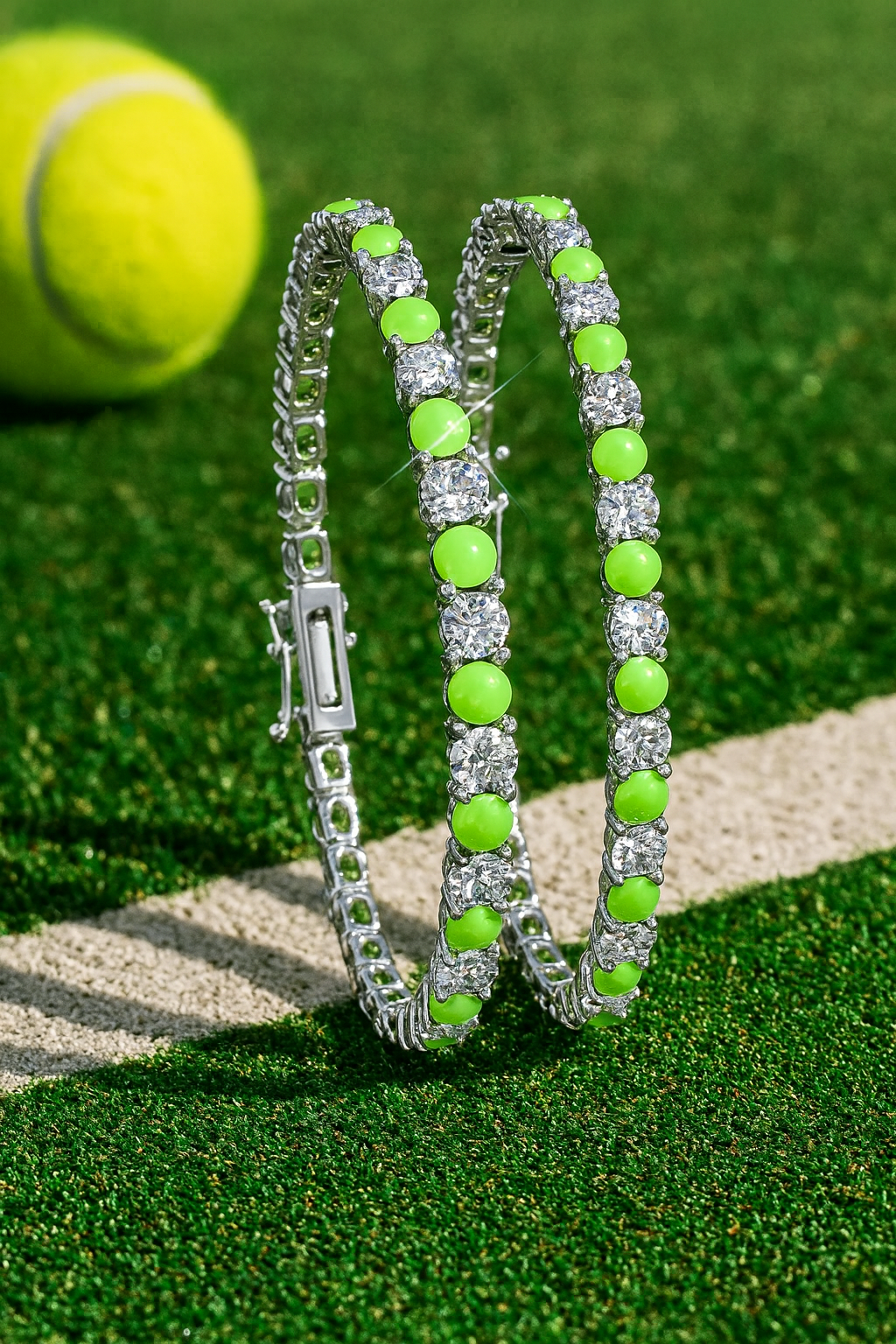 White gold zircon tennis bracelet with an interlocking design – tennis jewelry in {{ product_color }} | Aura Tide Collective | Shop White gold zircon tennis bracelet with an interlocking design online for {{ product_tags | join: ", " }} – Fast shipping worldwide.