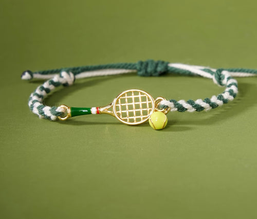 Beading bracelet with steel tennis racquet – tennis jewelry in {{ product_color }} | Aura Tide Collective | Shop Beading bracelet with steel tennis racquet online for {{ product_tags | join: ", " }} – Fast shipping worldwide.