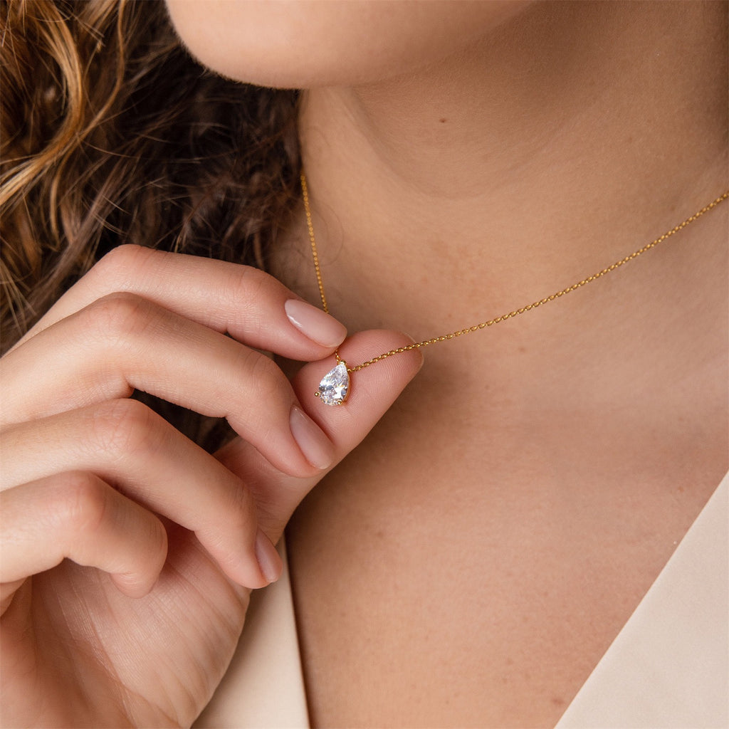 Teardrop-shaped birth stone necklace – tennis jewelry in {{ product_color }} | Aura Tide Collective | Shop Teardrop-shaped birth stone necklace online for {{ product_tags | join: ", " }} – Fast shipping worldwide.