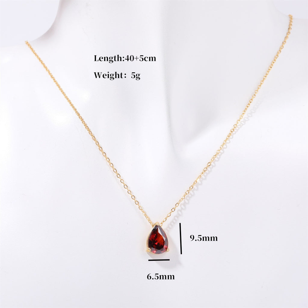 Teardrop-shaped birth stone necklace – tennis jewelry in {{ product_color }} | Aura Tide Collective | Shop Teardrop-shaped birth stone necklace online for {{ product_tags | join: ", " }} – Fast shipping worldwide.