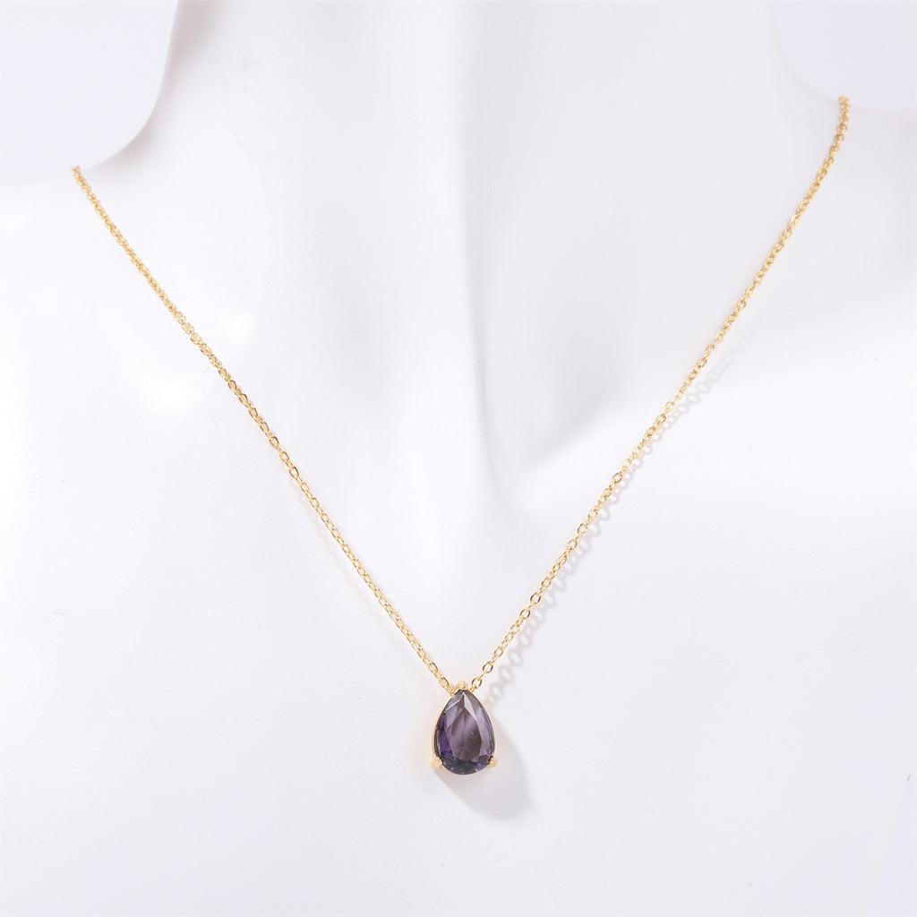 Teardrop-shaped birth stone necklace – tennis jewelry in {{ product_color }} | Aura Tide Collective | Shop Teardrop-shaped birth stone necklace online for {{ product_tags | join: ", " }} – Fast shipping worldwide.