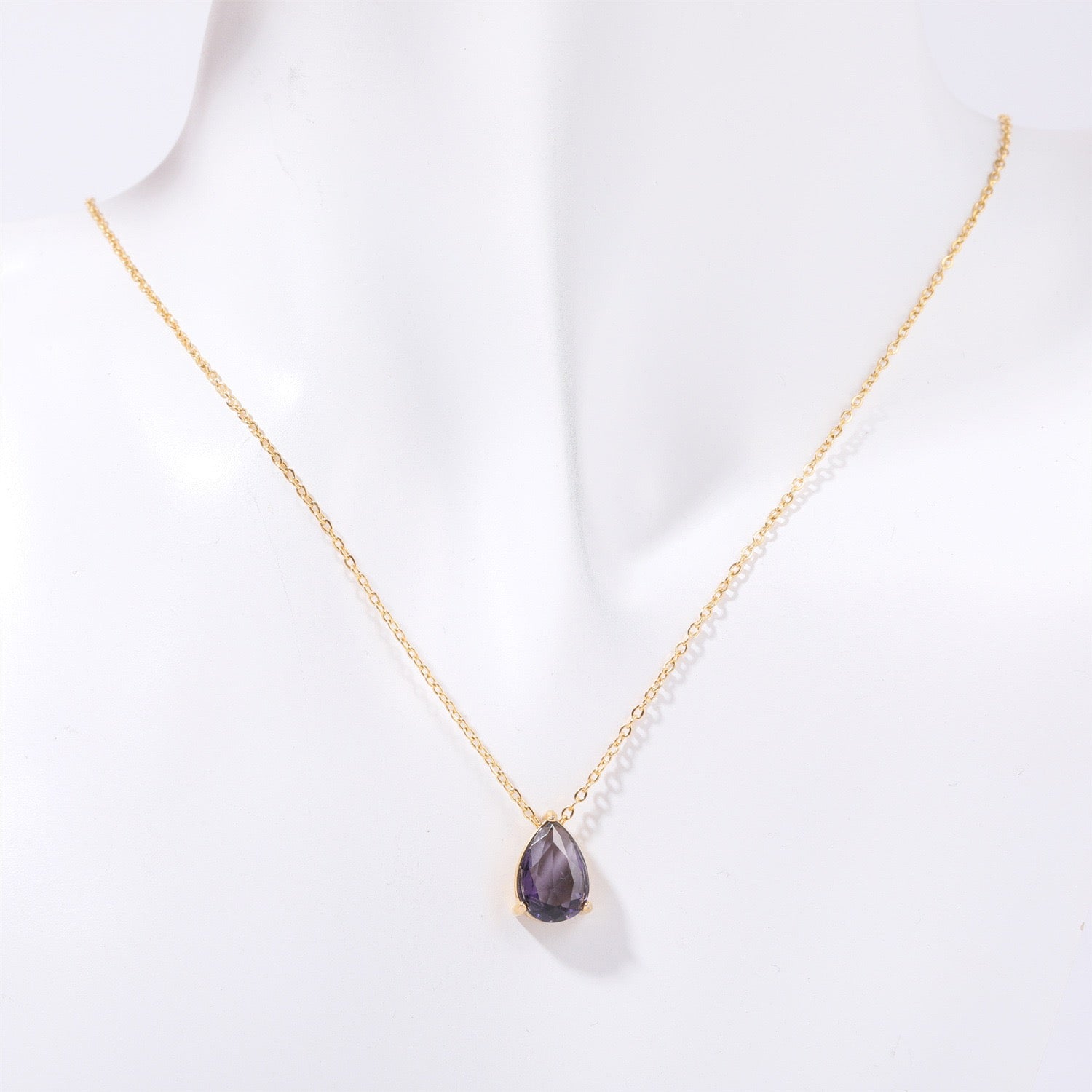 Teardrop-shaped birth stone necklace – tennis jewelry in {{ product_color }} | Aura Tide Collective | Shop Teardrop-shaped birth stone necklace online for {{ product_tags | join: ", " }} – Fast shipping worldwide.
