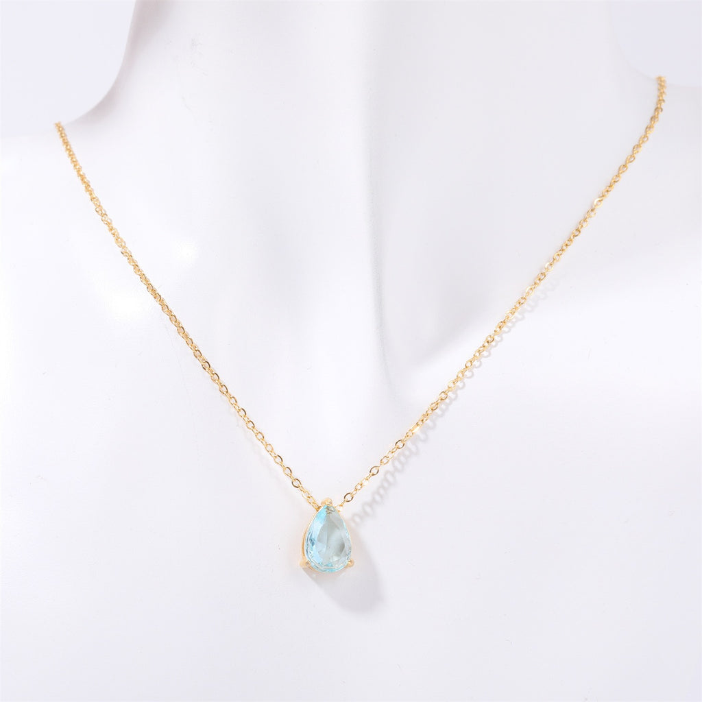 Teardrop-shaped birth stone necklace – tennis jewelry in {{ product_color }} | Aura Tide Collective | Shop Teardrop-shaped birth stone necklace online for {{ product_tags | join: ", " }} – Fast shipping worldwide.