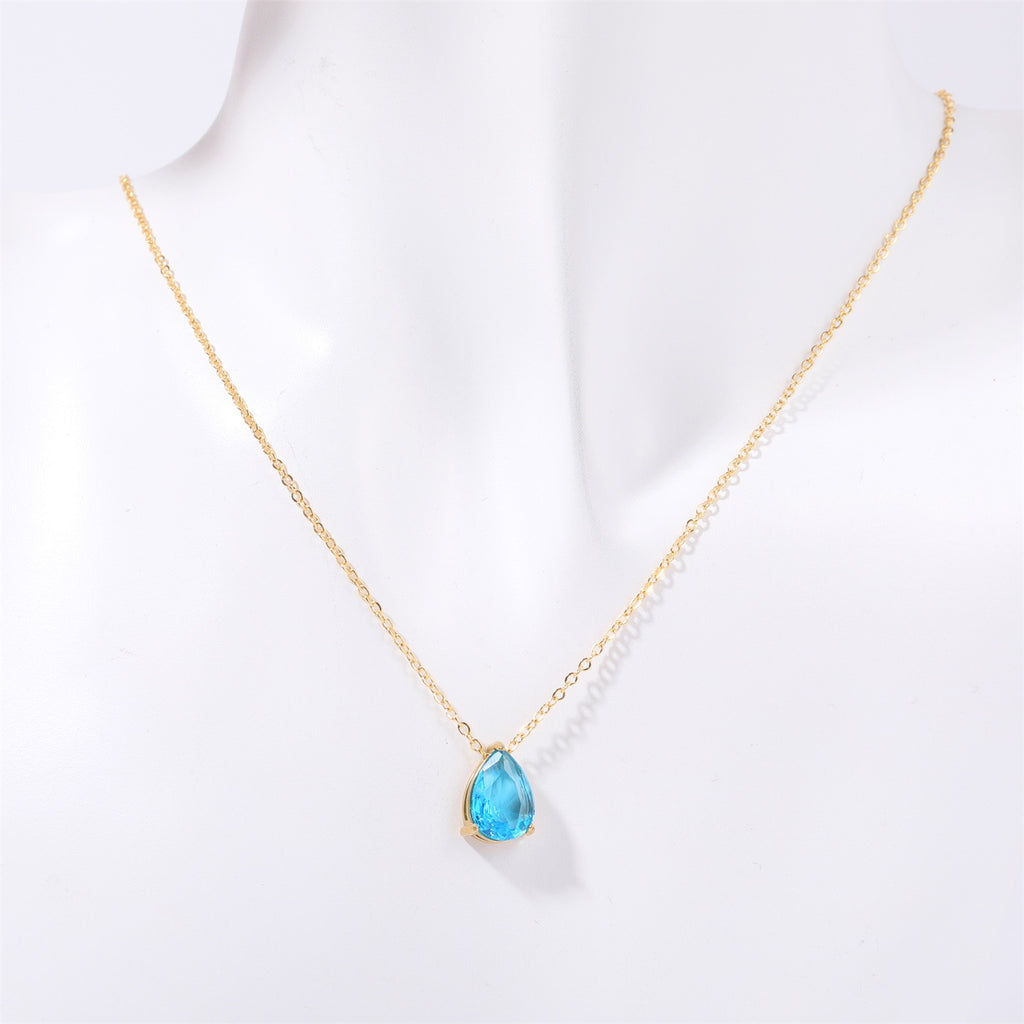 Teardrop-shaped birth stone necklace – tennis jewelry in {{ product_color }} | Aura Tide Collective | Shop Teardrop-shaped birth stone necklace online for {{ product_tags | join: ", " }} – Fast shipping worldwide.