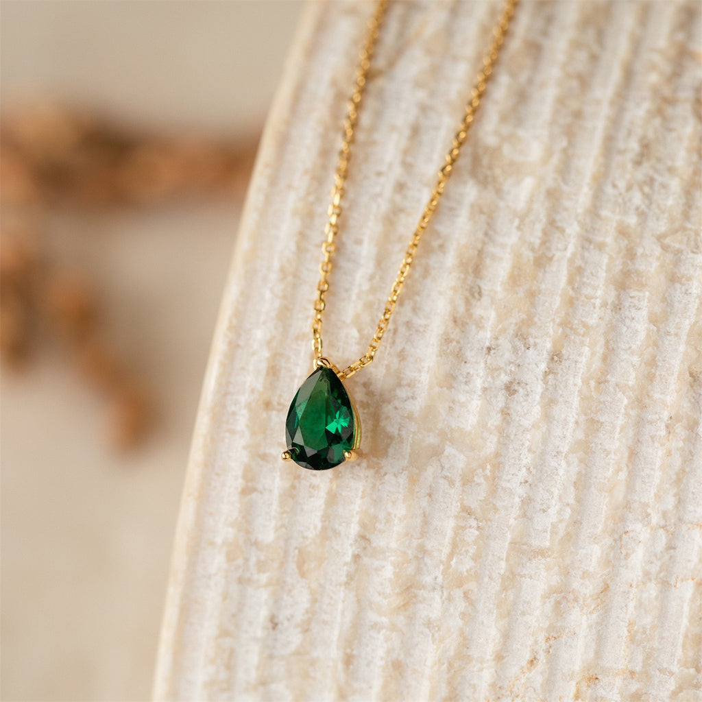 Teardrop-shaped birth stone necklace – tennis jewelry in {{ product_color }} | Aura Tide Collective | Shop Teardrop-shaped birth stone necklace online for {{ product_tags | join: ", " }} – Fast shipping worldwide.