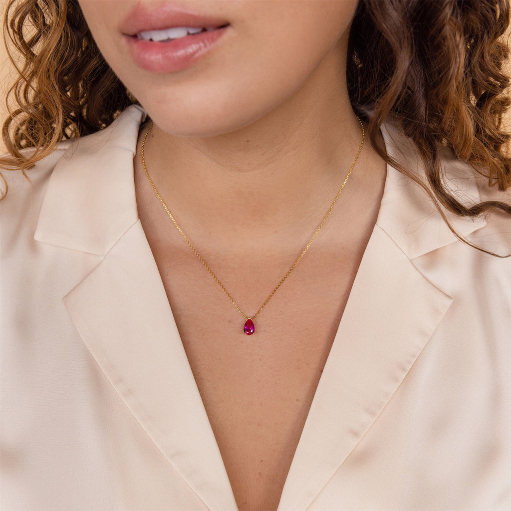 Teardrop-shaped birth stone necklace – tennis jewelry in {{ product_color }} | Aura Tide Collective | Shop Teardrop-shaped birth stone necklace online for {{ product_tags | join: ", " }} – Fast shipping worldwide.