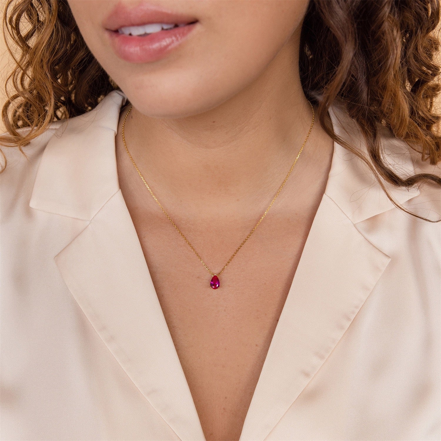 Teardrop-shaped birth stone necklace – tennis jewelry in {{ product_color }} | Aura Tide Collective | Shop Teardrop-shaped birth stone necklace online for {{ product_tags | join: ", " }} – Fast shipping worldwide.