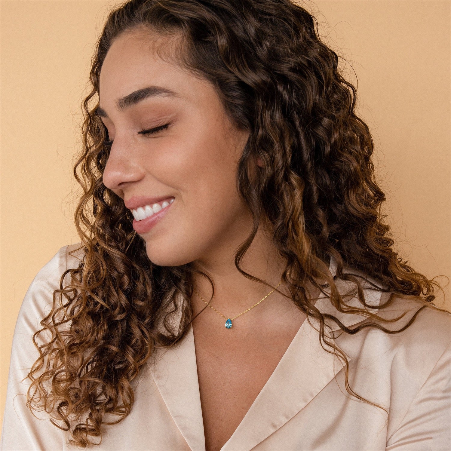 Teardrop-shaped birth stone necklace – tennis jewelry in {{ product_color }} | Aura Tide Collective | Shop Teardrop-shaped birth stone necklace online for {{ product_tags | join: ", " }} – Fast shipping worldwide.