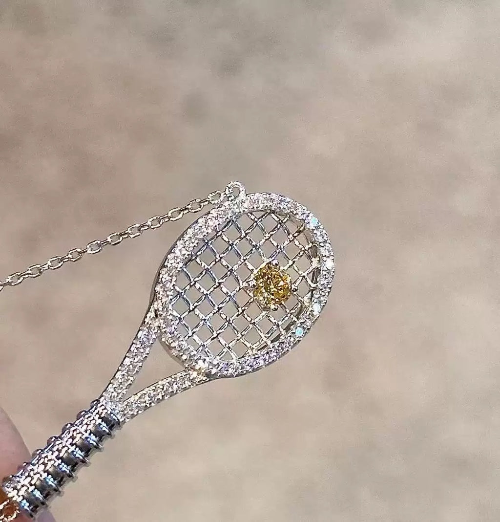 Old-money color-diamond tennis-racket necklace – tennis jewelry in {{ product_color }} | Aura Tide Collective | Shop Old-money color-diamond tennis-racket necklace online for {{ product_tags | join: ", " }} – Fast shipping worldwide.