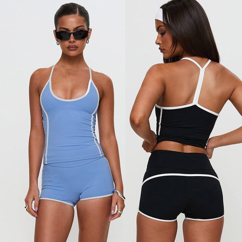 That Hot Chic 2025 New Color-Block Crop Tank & Shorts Set – High-Waisted Peach-Lift Fit – tennis wear in {{ product_color }} | Aura Tide Collective | Shop That Hot Chic 2025 New Color-Block Crop Tank & Shorts Set – High-Waisted Peach-Lift Fit online for {{ product_tags | join: ", " }} – Fast shipping worldwide.