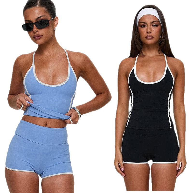 That Hot Chic 2025 New Color-Block Crop Tank & Shorts Set – High-Waisted Peach-Lift Fit – tennis wear in {{ product_color }} | Aura Tide Collective | Shop That Hot Chic 2025 New Color-Block Crop Tank & Shorts Set – High-Waisted Peach-Lift Fit online for {{ product_tags | join: ", " }} – Fast shipping worldwide.