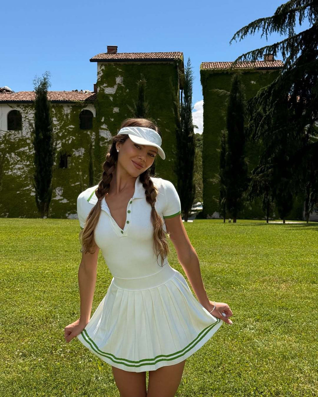 2025 New Color-Block Waist-Tie Knit Pleated Tennis Dress – tennis wear in {{ product_color }} | Aura Tide Collective | Shop 2025 New Color-Block Waist-Tie Knit Pleated Tennis Dress online for {{ product_tags | join: ", " }} – Fast shipping worldwide.