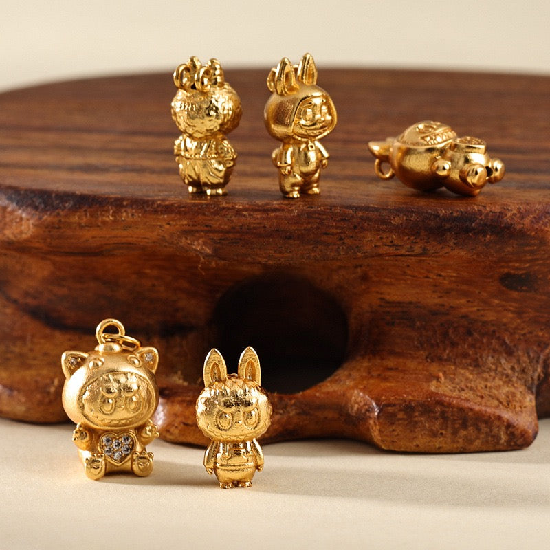 ATSZSBYQQ1872-18 24K gold-plated silver 925 zircon-inlaid labubu pendant – tennis jewelry in {{ product_color }} | Aura Tide Collective | Shop ATSZSBYQQ1872-18 24K gold-plated silver 925 zircon-inlaid labubu pendant online for {{ product_tags | join: ", " }} – Fast shipping worldwide.