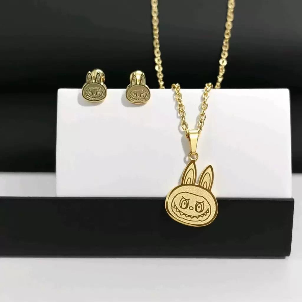 Stainless steel la*bubu jewelry set – tennis jewelry in {{ product_color }} | Aura Tide Collective | Shop Stainless steel la*bubu jewelry set online for {{ product_tags | join: ", " }} – Fast shipping worldwide.