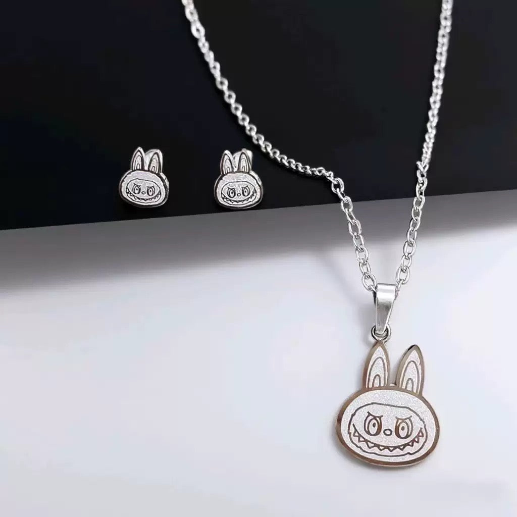 Stainless steel la*bubu jewelry set – tennis jewelry in {{ product_color }} | Aura Tide Collective | Shop Stainless steel la*bubu jewelry set online for {{ product_tags | join: ", " }} – Fast shipping worldwide.