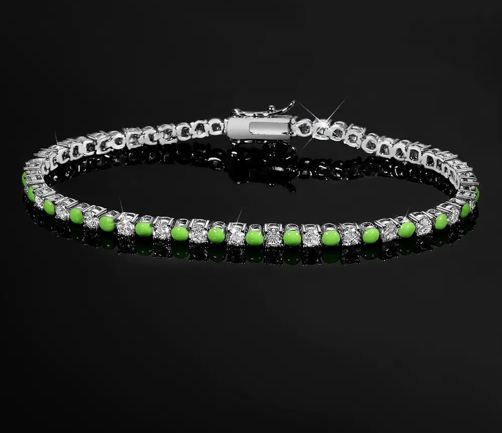 White gold zircon tennis bracelet with an interlocking design – tennis jewelry in {{ product_color }} | Aura Tide Collective | Shop White gold zircon tennis bracelet with an interlocking design online for {{ product_tags | join: ", " }} – Fast shipping worldwide.