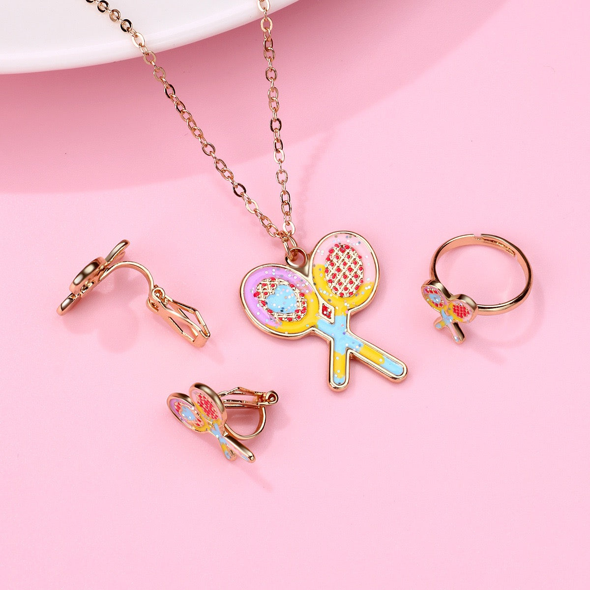 Kids Tennis Jewelry Set Brass Electroplated – tennis jewelry in {{ product_color }} | Aura Tide Collective | Shop Kids Tennis Jewelry Set Brass Electroplated online for {{ product_tags | join: ", " }} – Fast shipping worldwide.