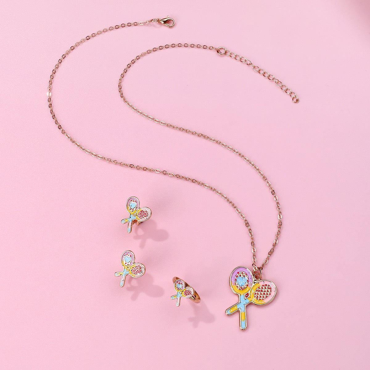 Kids Tennis Jewelry Set Brass Electroplated – tennis jewelry in {{ product_color }} | Aura Tide Collective | Shop Kids Tennis Jewelry Set Brass Electroplated online for {{ product_tags | join: ", " }} – Fast shipping worldwide.