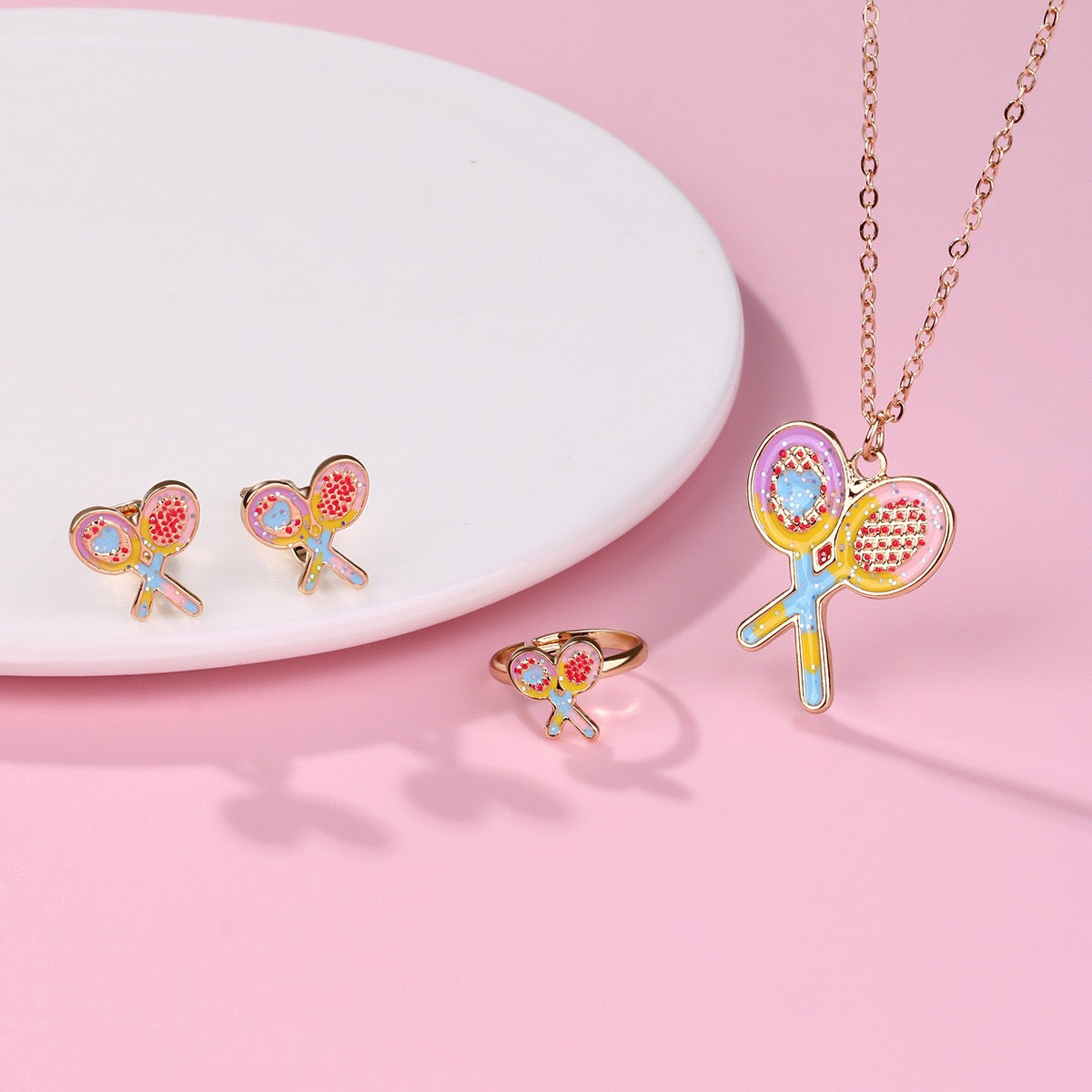 Kids Tennis Jewelry Set Brass Electroplated – tennis jewelry in {{ product_color }} | Aura Tide Collective | Shop Kids Tennis Jewelry Set Brass Electroplated online for {{ product_tags | join: ", " }} – Fast shipping worldwide.