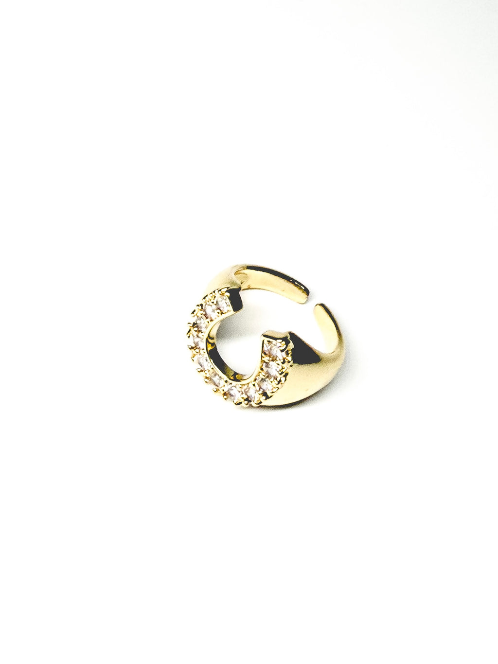 Brass electroplated gold horseshoe-shaped adjustable ring – Equin jewelry in {{ product_color }} | Aura Tide Collective | Shop Brass electroplated gold horseshoe-shaped adjustable ring online for {{ product_tags | join: ", " }} – Fast shipping worldwide.