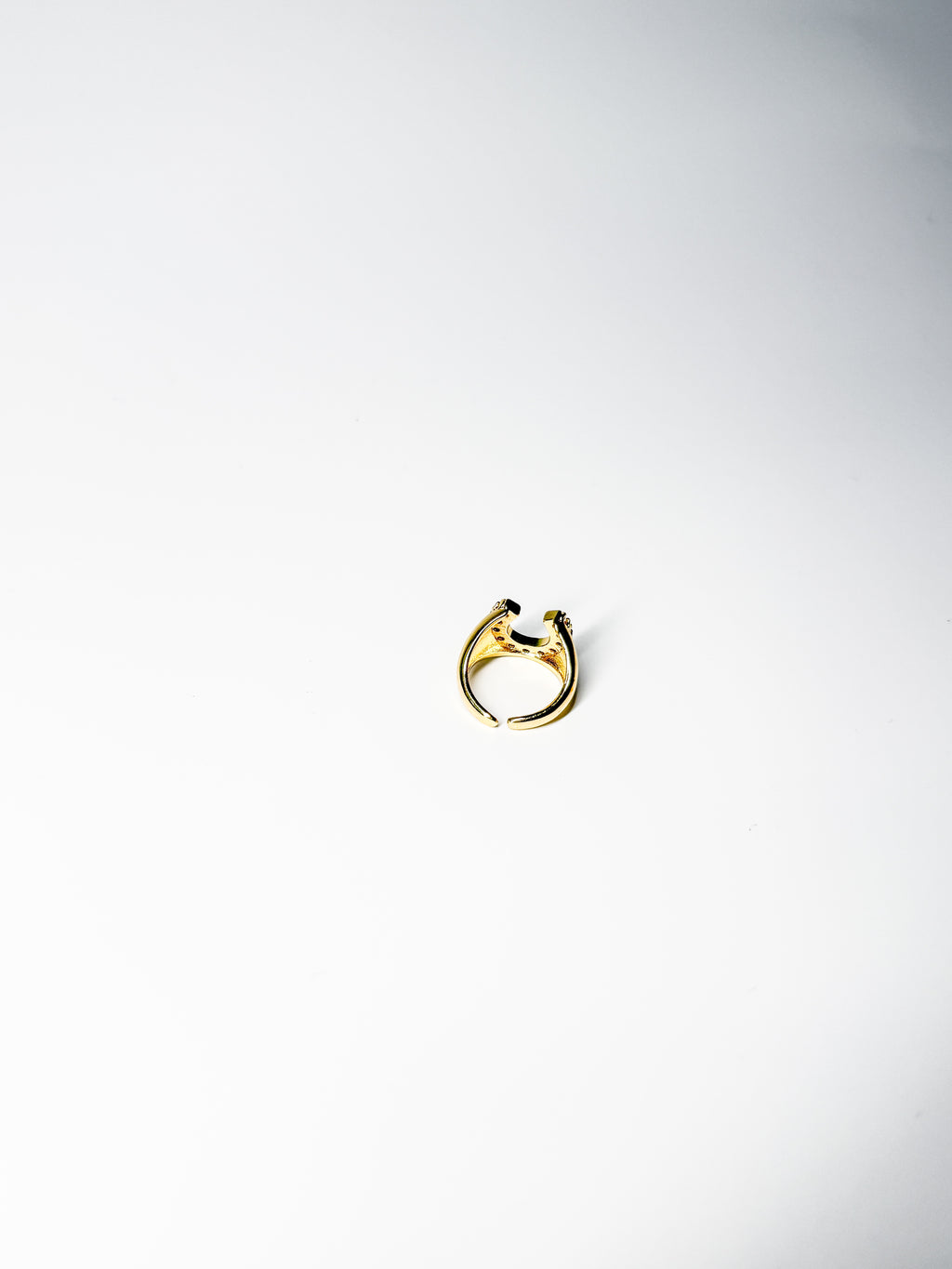Brass electroplated gold horseshoe-shaped adjustable ring – Equin jewelry in {{ product_color }} | Aura Tide Collective | Shop Brass electroplated gold horseshoe-shaped adjustable ring online for {{ product_tags | join: ", " }} – Fast shipping worldwide.
