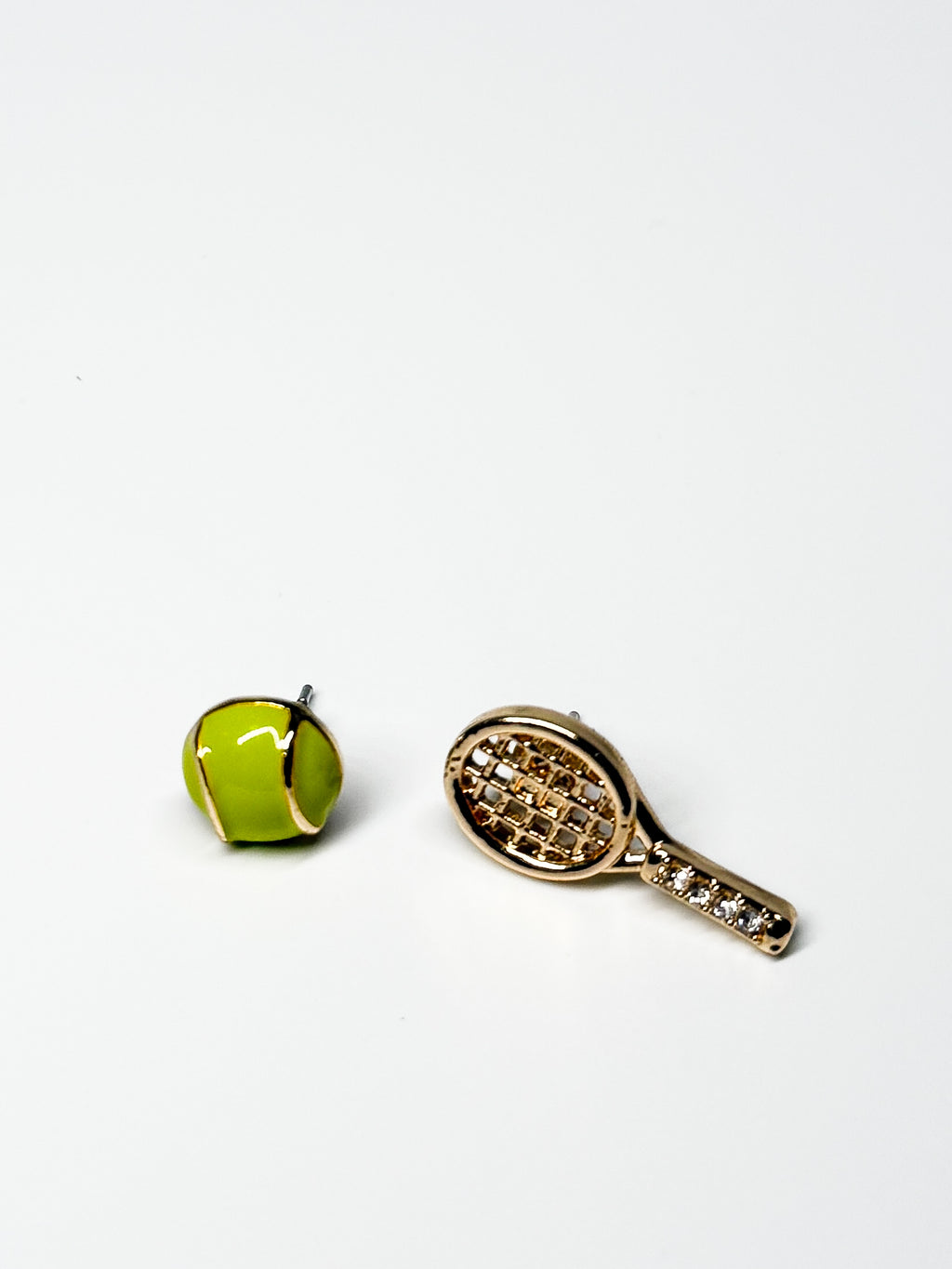 classic tennis ear-stud diamond racquet and tennis ball in Titanium-plated Stainless Steel – tennis jewelry in {{ product_color }} | Aura Tide Collective | Shop classic tennis ear-stud diamond racquet and tennis ball in Titanium-plated Stainless Steel online for {{ product_tags | join: ", " }} – Fast shipping worldwide.