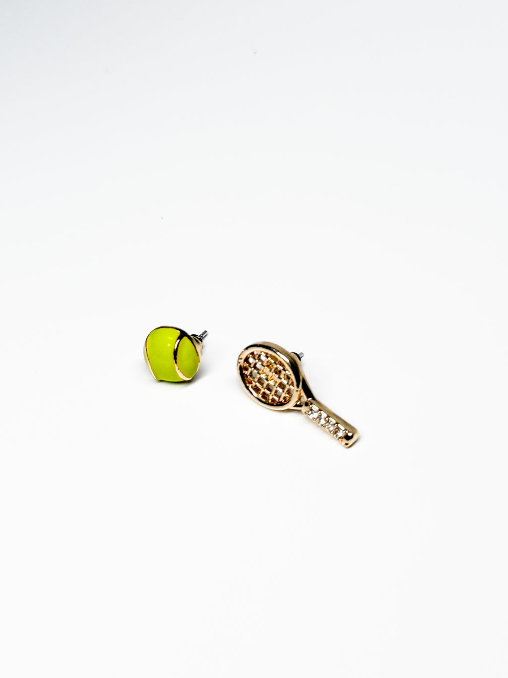 classic tennis ear-stud diamond racquet and tennis ball in Titanium-plated Stainless Steel – tennis jewelry in {{ product_color }} | Aura Tide Collective | Shop classic tennis ear-stud diamond racquet and tennis ball in Titanium-plated Stainless Steel online for {{ product_tags | join: ", " }} – Fast shipping worldwide.