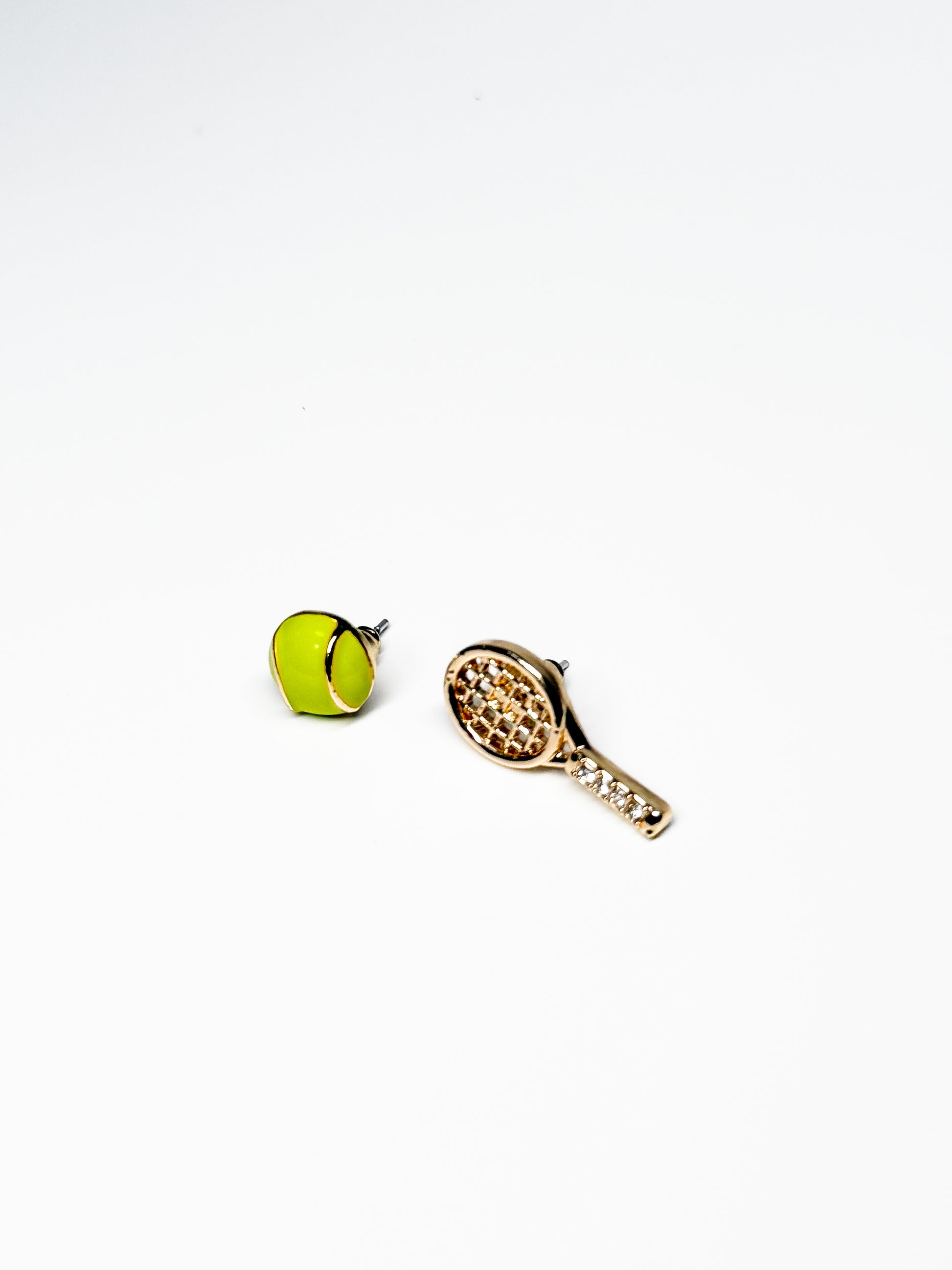 classic tennis ear-stud diamond racquet and tennis ball in Titanium-plated Stainless Steel – tennis jewelry in {{ product_color }} | Aura Tide Collective | Shop classic tennis ear-stud diamond racquet and tennis ball in Titanium-plated Stainless Steel online for {{ product_tags | join: ", " }} – Fast shipping worldwide.