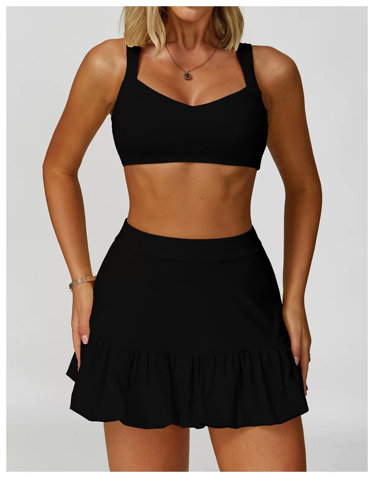 Tennis skirt set ATSZC0018 – tennis wear in {{ product_color }} | Aura Tide Collective | Shop Tennis skirt set ATSZC0018 online for {{ product_tags | join: ", " }} – Fast shipping worldwide.