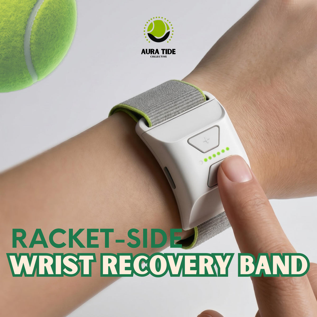 Racket-Side Wrist Recovery Band controls and adjustable strap