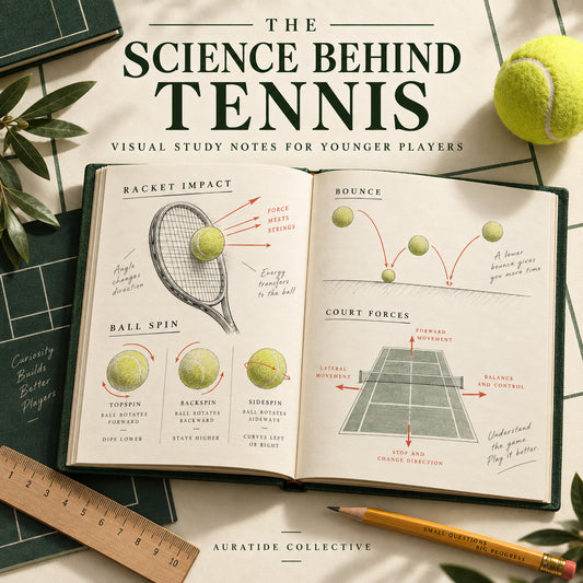 The Science Behind Tennis visual study notes for younger players by Auratide Collective