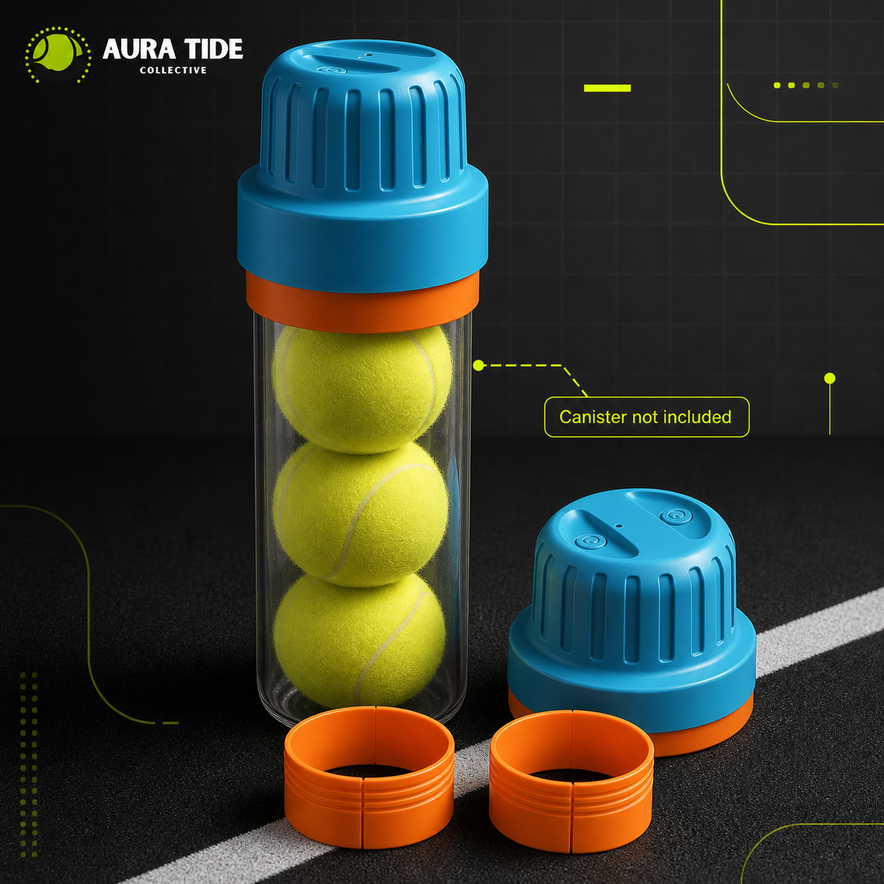 Smart Tennis Ball Pressure Cap Set by Aura Tide Collective