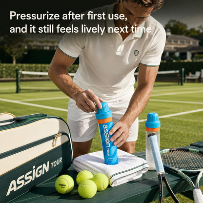 Pressurize opened tennis balls after first use for next tennis session